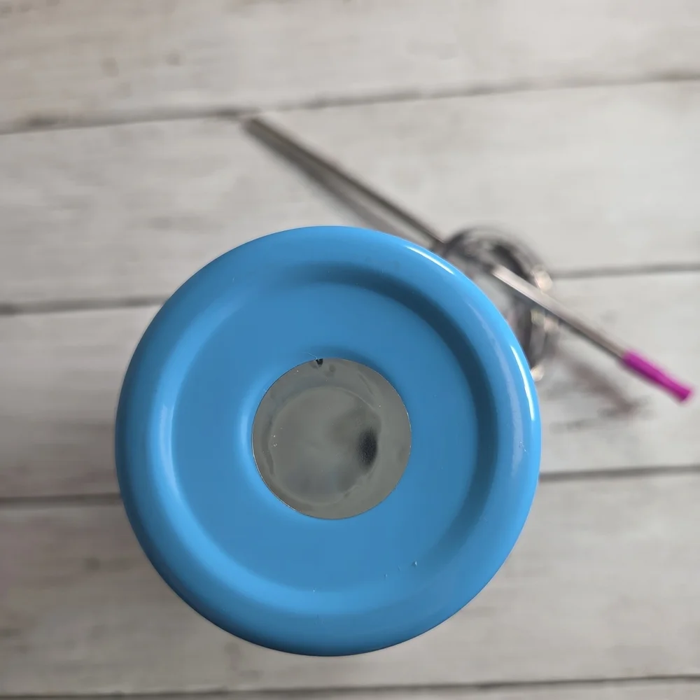 Blue Daisy Stainless Travel Tumbler with Metal Straw